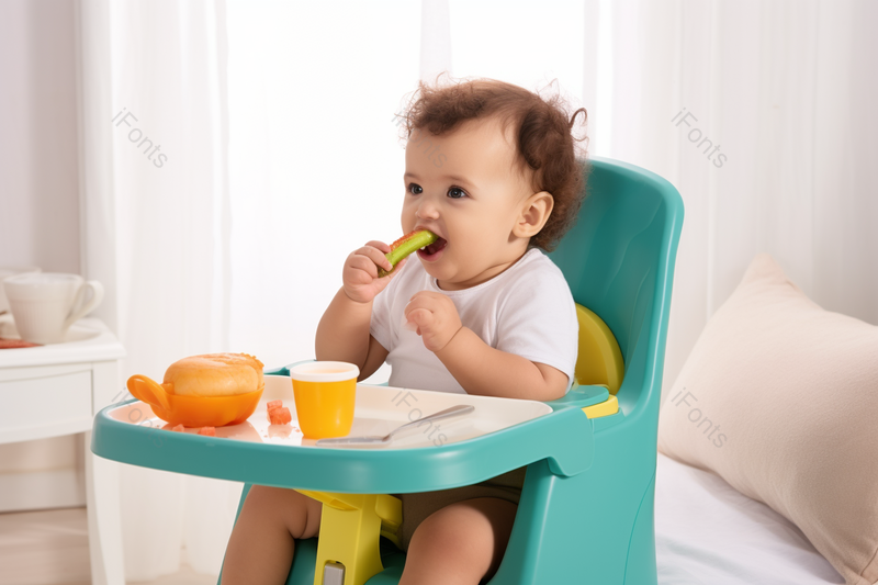 宝宝坐在儿童餐车上面吃饭,高清,摄影图,摄影图片,图片大全,摄影图免费下载